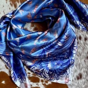 Wild Blue Horses Western Southwestern Wild Rag Scarf Accent